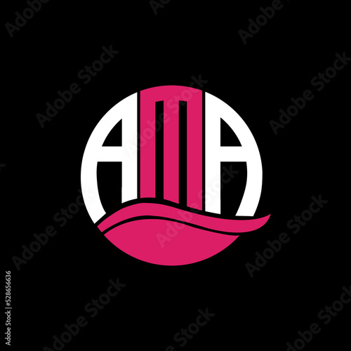 AMA logo monogram isolated on circle element design template, AMA letter logo design on black background. AMA creative initials letter logo concept. AMA letter design. 
