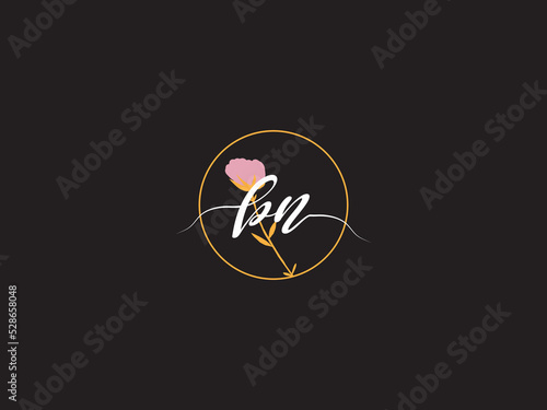 Signature BN Logo Letter, Unique Bn nb Flowers Logo Icon Vector Image Design Fer Your Floral Brand