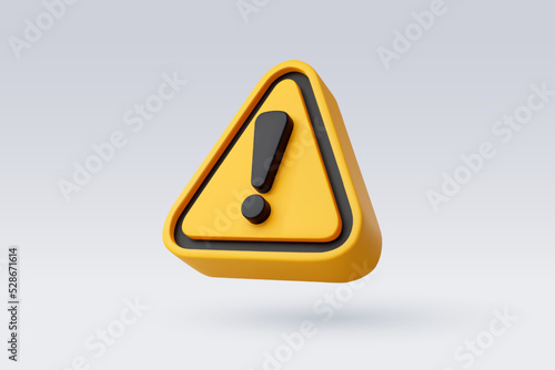 3d Vector Yellow warning sign with Exclamation mark concept.