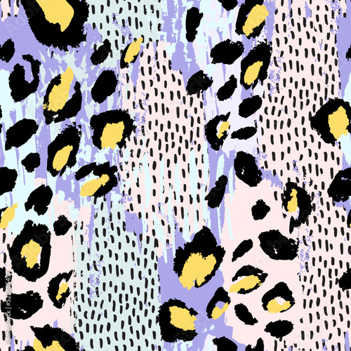 Abstract paint stroke, dots, leopard spots, stains, smear with minimal texture background