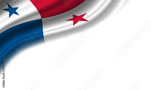 Wavy flag of Panama against white background. 3d illustration