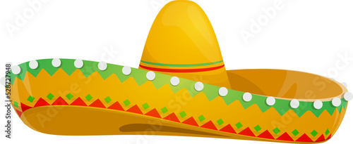 Mexican sombrero hat, straw headdress vector icon