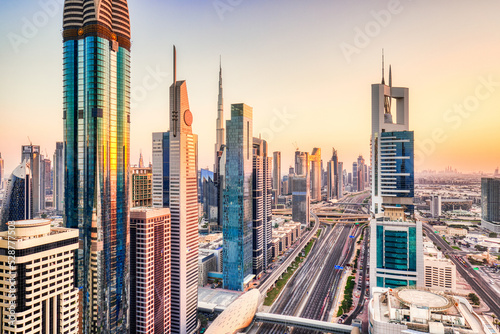 Dubai Skyline at Sunset, United Arab Emirates