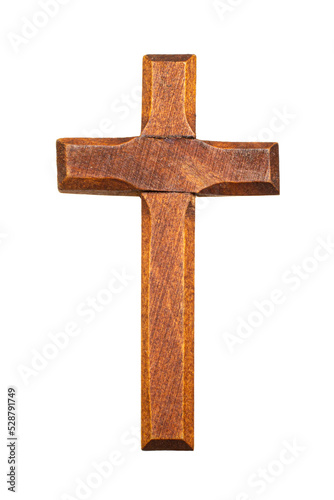 Wooden Christian cross isolated on white 