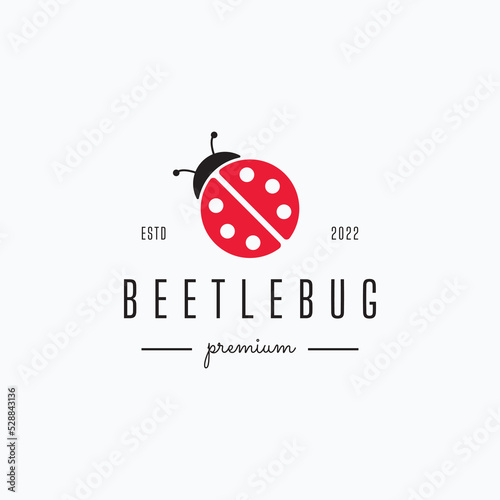 Minimalist ladybug beetle logo vector illustration design. Simple vintage insect label concept.