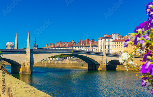 City Chalon-sur-saone, Saint-Laurent bridge and Saint-Vincent cathedral, build between 1090 and 1520