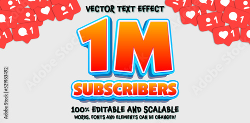 Thank you 1m subscribers editable text effect, 3d fresh font design for social media post news