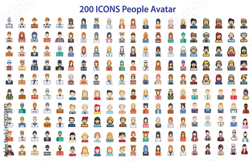 200 people icons set in cartoon style for any design vector illustration