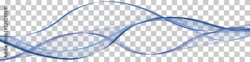 Blue wave swirl swoosh, undulate transparent curve lines, dynamic flowing sea water, soundwave movement. Vector illustration