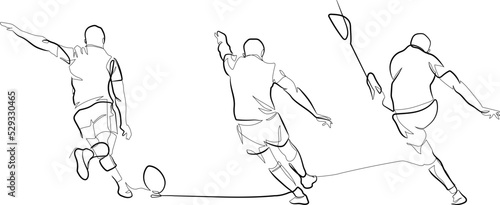 One continuous line rugby place kick penalty kick in motion rugby kick off vector art 