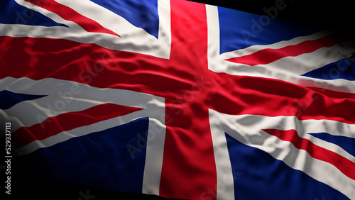 Flag of the United Kingdom, also called Royal Jack, 3d rendering illustration. Dramatic lighting.