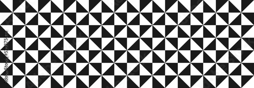 Triangle geometric pattern banner background design vector. Modern black white mosaic tile wallpaper.