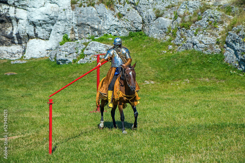 Knight in armor of hussar legion in Ogrodzieniec Castle