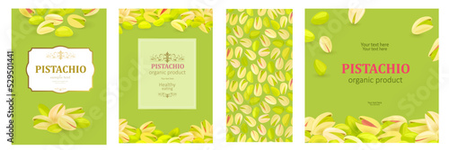 collection of package design element with pistachio. seamless te