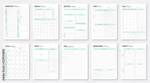 Daily, weekly, monthly planner template. Printable planner templates. Minimalist planner pages templates. Printable Life & Business Planner Set. Organizer & Schedule Planner.