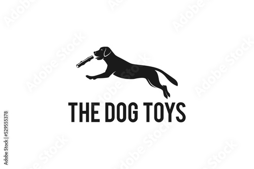 Dog toys logo animal labrador jump silhouette icon symbol