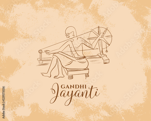grunge style gandhi jayanti template with national father design vector illustration