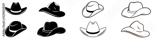 Cowboy hat icon vector set. west illustration sign collection. Texas symbol or logo.