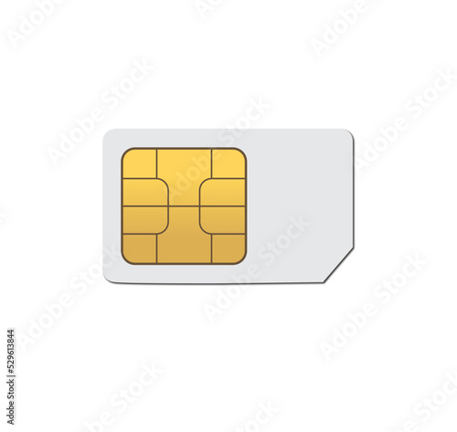 Sim card object realistic vector icon. Phone sim card chip isolated on white background.