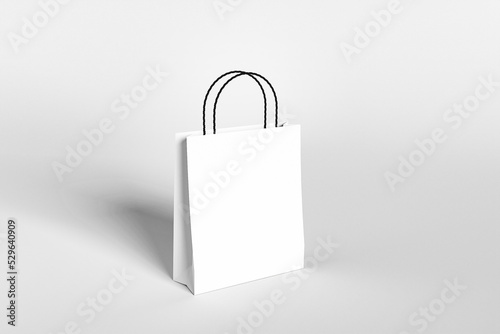 White Paper Bag on Blank Background