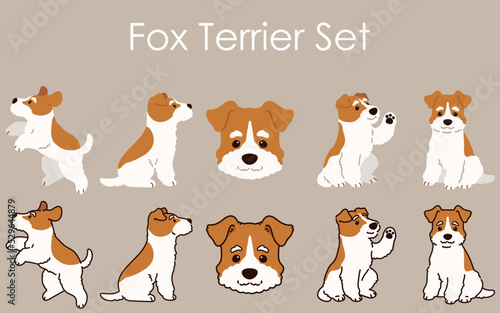 Simple and cute Fox Terrier illustrations set