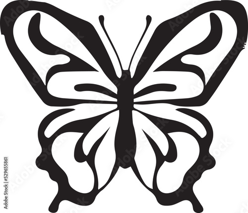 bella silueta de una mariposa aislada en fondo blanco (vector)