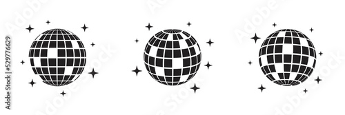 Disco ball shining stars icons