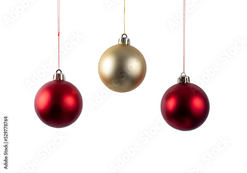 Red and gold christmas tree decoration baubles