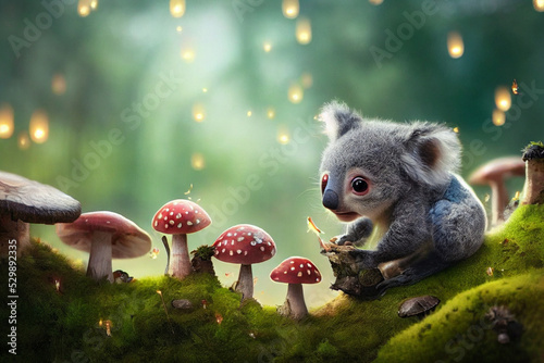 koala squirrel in the forest illustration for books and stories