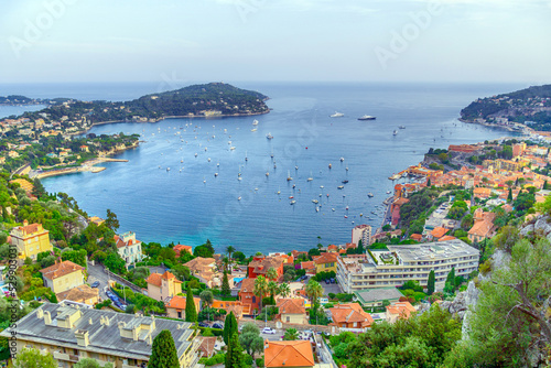 Villefranche sur Mer and bay on riviera coast, Cote d'Azure, France