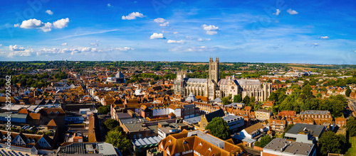 Aerial view of Canterbuty, cathedral city in southeast England, was a pilgrimage site in the Middle Age, England