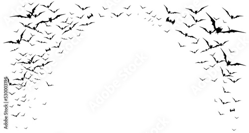 Flock of bats - halloween illustration, transparent background