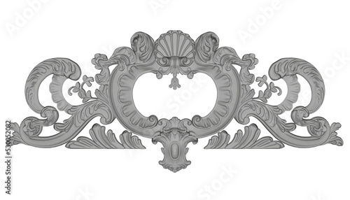 Polygonal model of a decorative ornament isolated on a white background. 3D. Vector illustration.