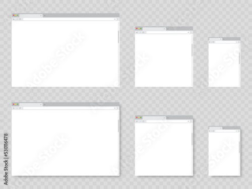 Browser window. Realistic blank browser window with shadow. Empty web page mockup.