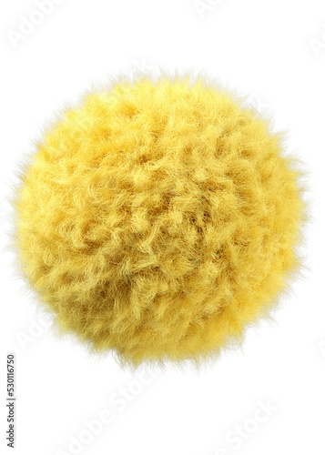 3d rendering fluffy yellow abstract png shape isolated on transparent background. Creative hairy element for collages, art decoration for presentation, social media. Trendy realistic shape.