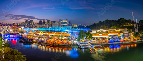Aerial view cityscape of Clarke Quay, Singapore city skyline