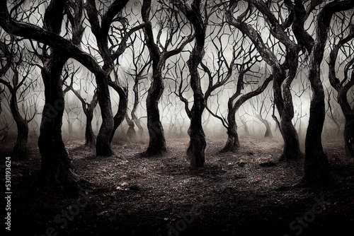 Spooky forest, twisted trees