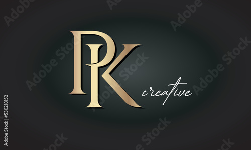 PK letters luxury jewellery fashion brand monogram, creative premium stylish golden logo icon