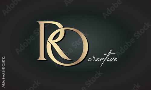 RO letters luxury jewellery fashion brand monogram, creative premium stylish golden logo icon