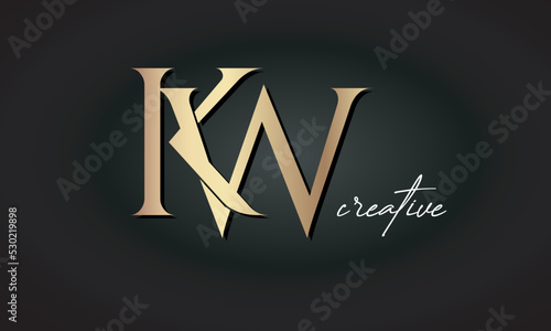 KW letters luxury jewellery fashion brand monogram, creative premium stylish golden logo icon