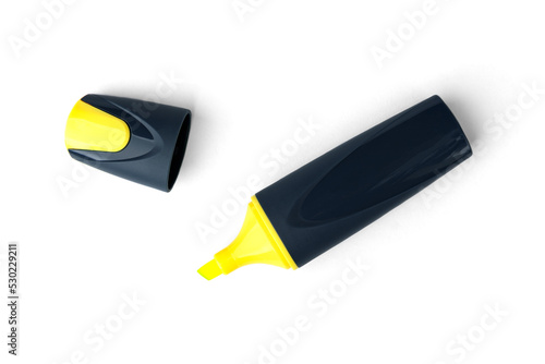 Yellow marker pen isolated on white background.