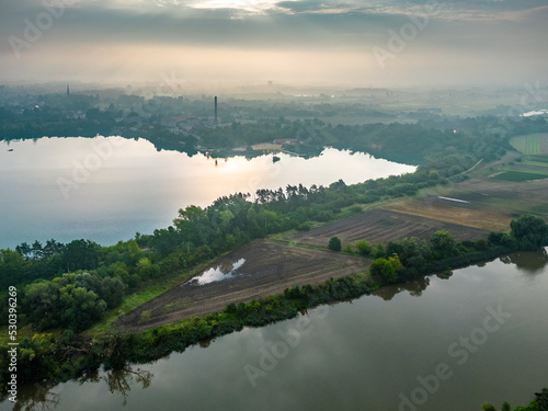 Kąpielisko Bolko w Opolu i rzeka Odra widok z lotu ptaka