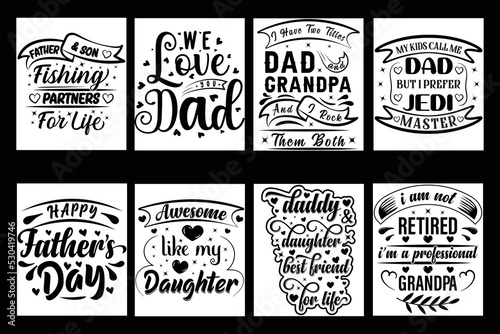 Typography papa dad Father's Day t-shirt design bundle