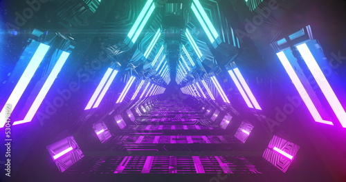 Image of tunnel with purple lights moving in a seamless loop