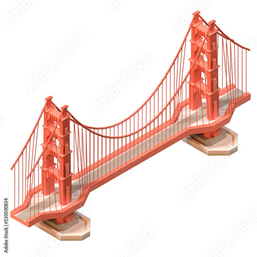 Golden gate bridge isometric view illustration in 3D design