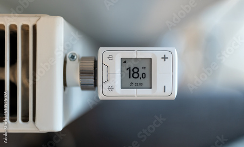 Close-up of smart heating thermostat