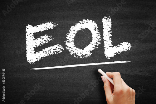 EOL - End of Line acronym, technology concept on blackboard