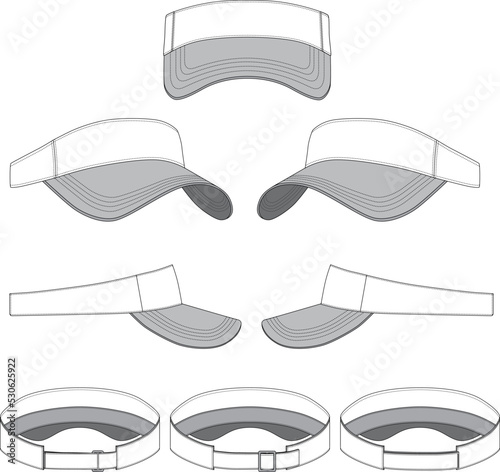 Blank SPORT VISOR HAT FLAT SKETCH FASHION TEMPLATE