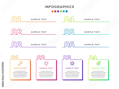 シンプルな数字の見出しライン&フレーム Infographics design template