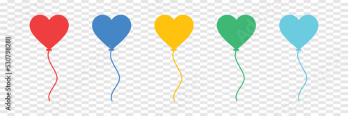 Heart air balloons vector set. Different colored heart balloons vector design